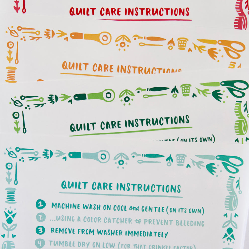 Quilt Care Instruction Cards - 12 pack