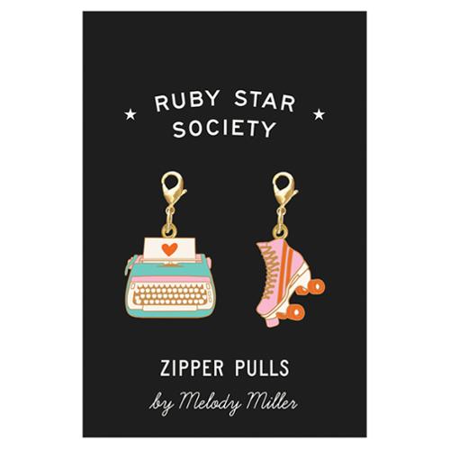 Typewriter and Roller Skates Zipper Pulls