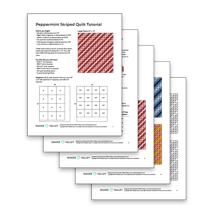 Peppermint Striped Quilt Tutorial - Downloadable PDF