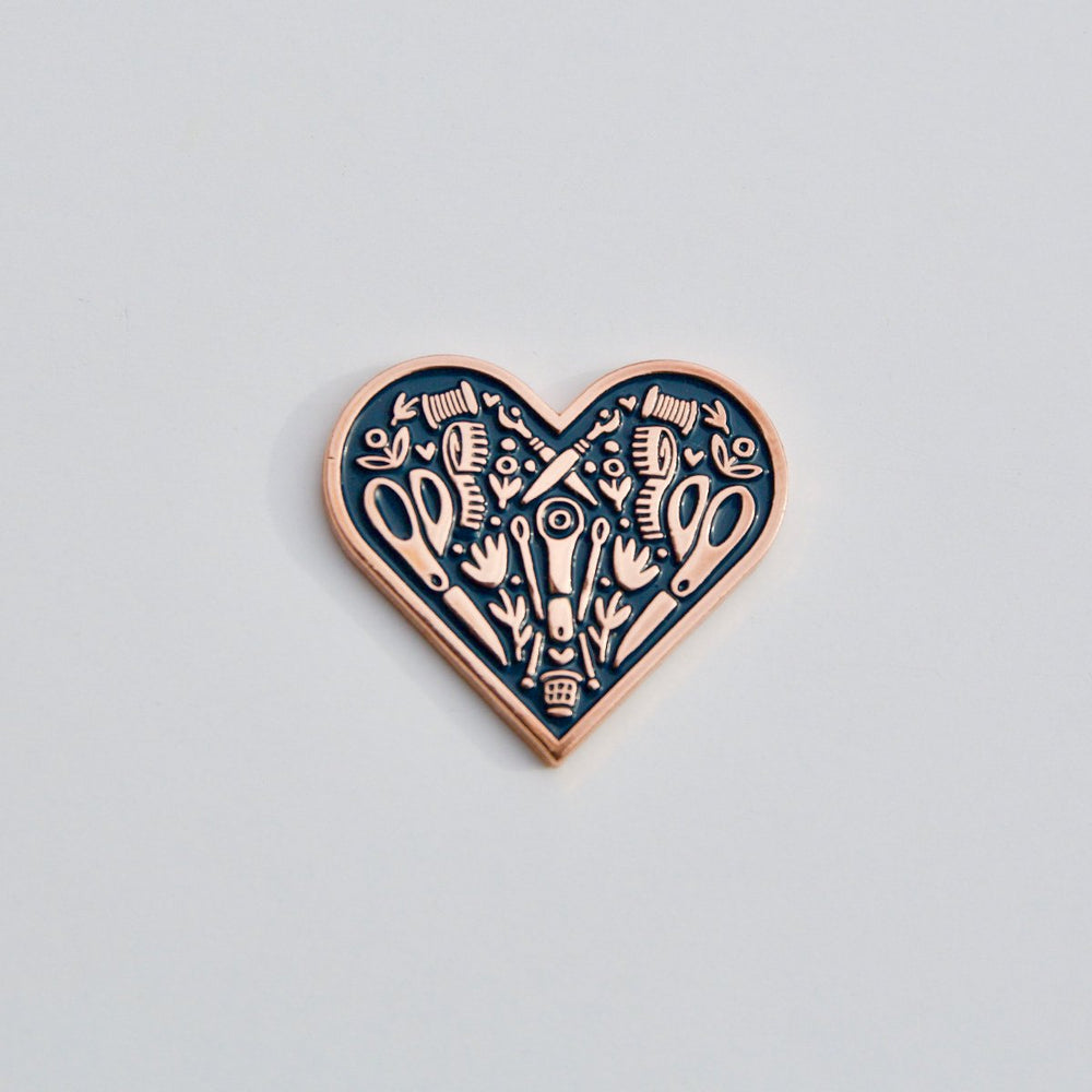 Navy Sewing Heart - Enamel Pin