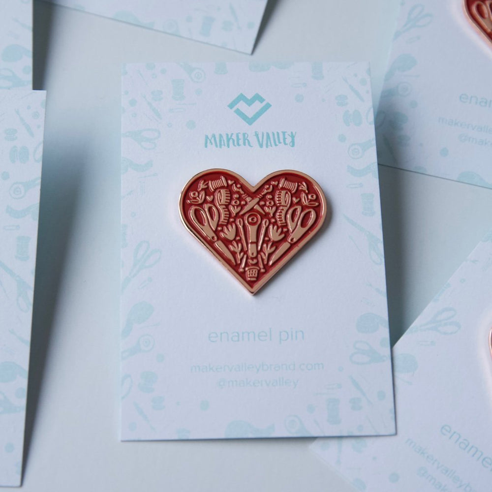 Red Sewing Heart - Enamel Pin