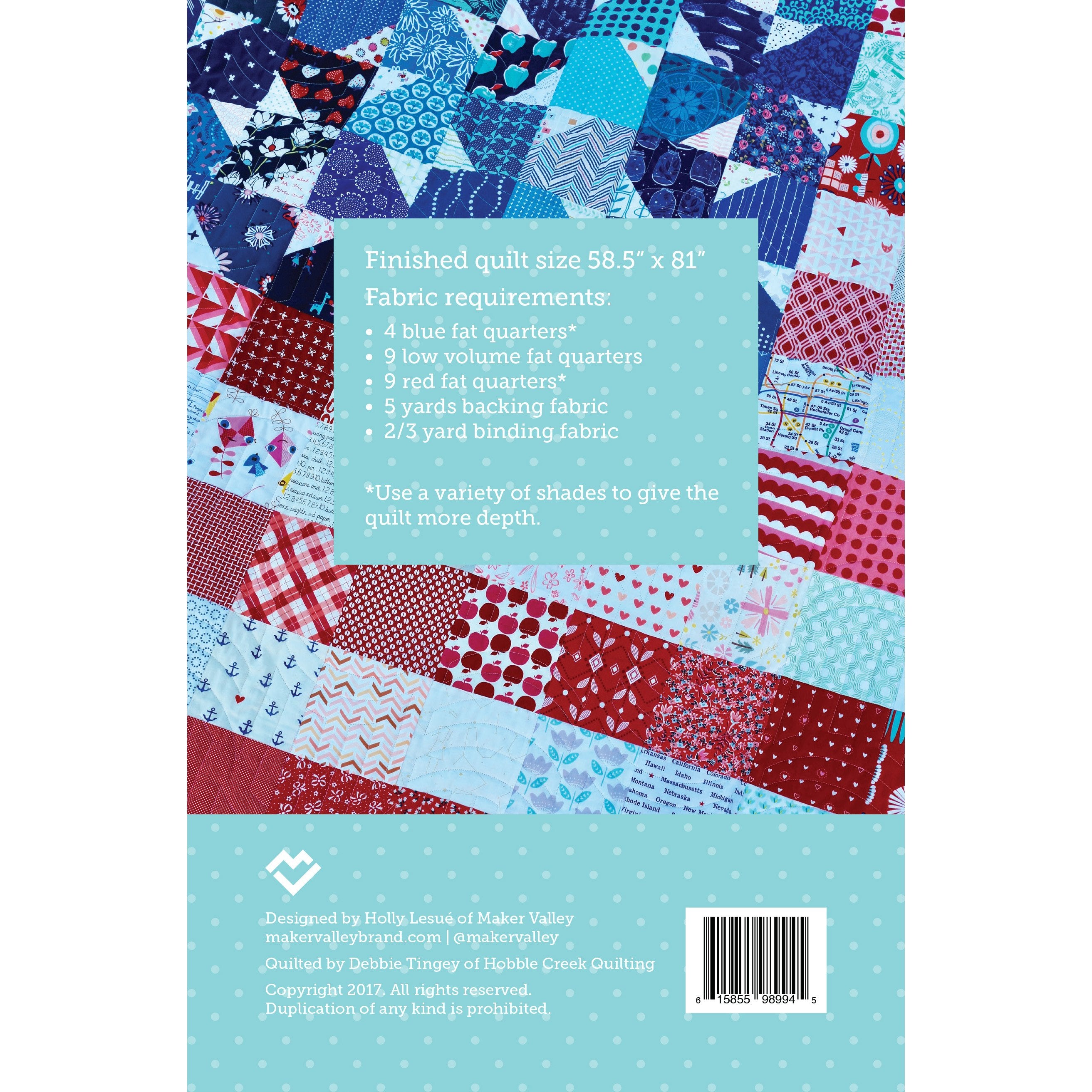 Yankee Doodle Dandy - USA Flag Quilt Pattern - Paper Pattern - Maker Valley